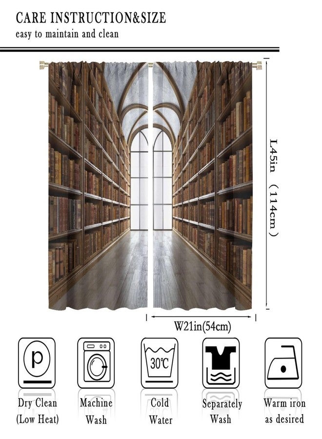 SENRUEGT Library Curtains, Vintage Library Gothic Bookshelves, Western Modern Architecture Style,Dormitory Bedroom Decorative Drapes 42x45 Inch - Image 2